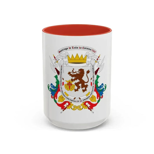 Coat of arms of Caracas - Accent Coffee Mug 15oz Red - Go Mug Yourself