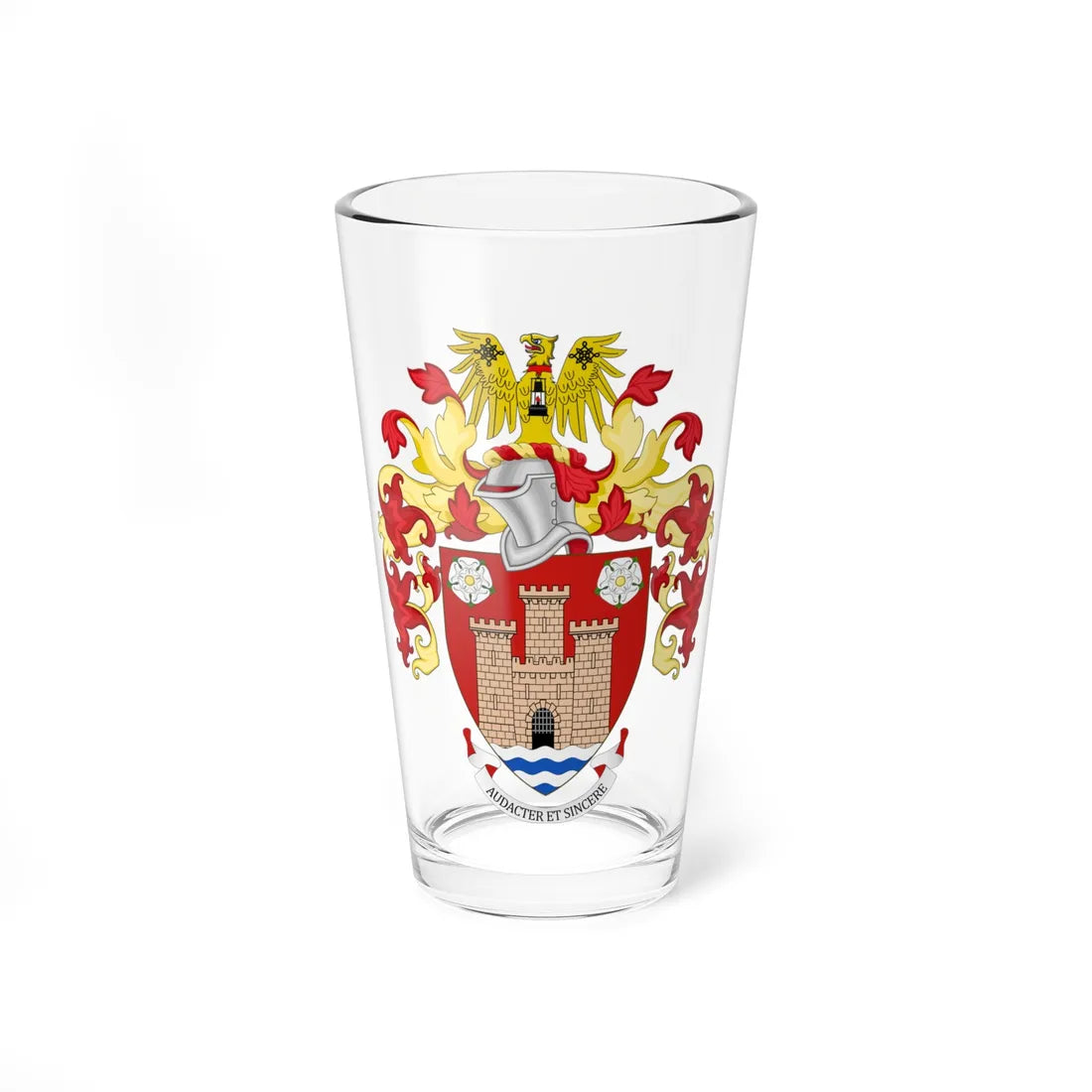 Coat of arms of Castleford (England) (Coat of Arms) Pint Glass 16oz 16oz - Go Mug Yourself
