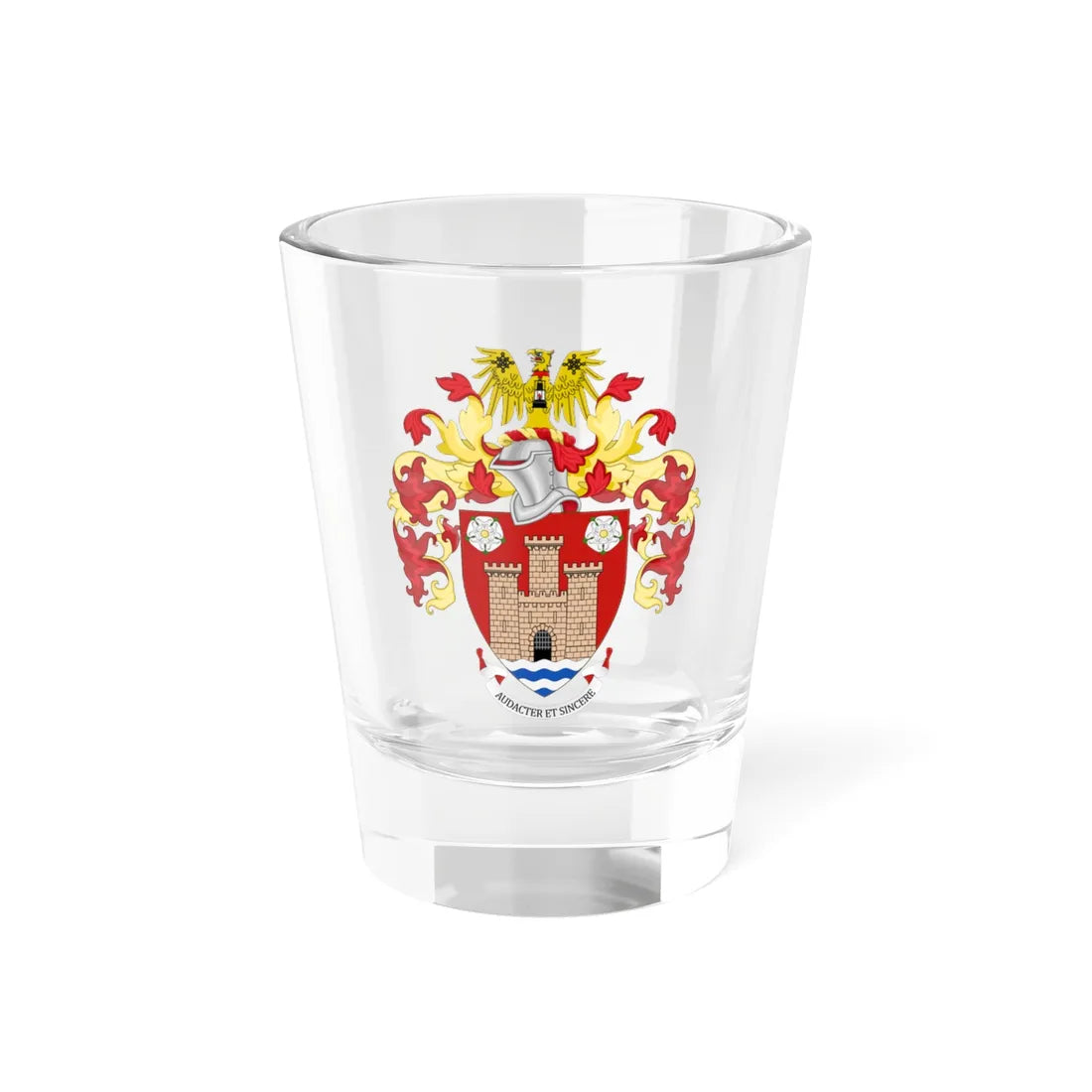 Coat of arms of Castleford (England) (Coat of Arms) Shot Glass 1.5oz 1.5oz - Go Mug Yourself