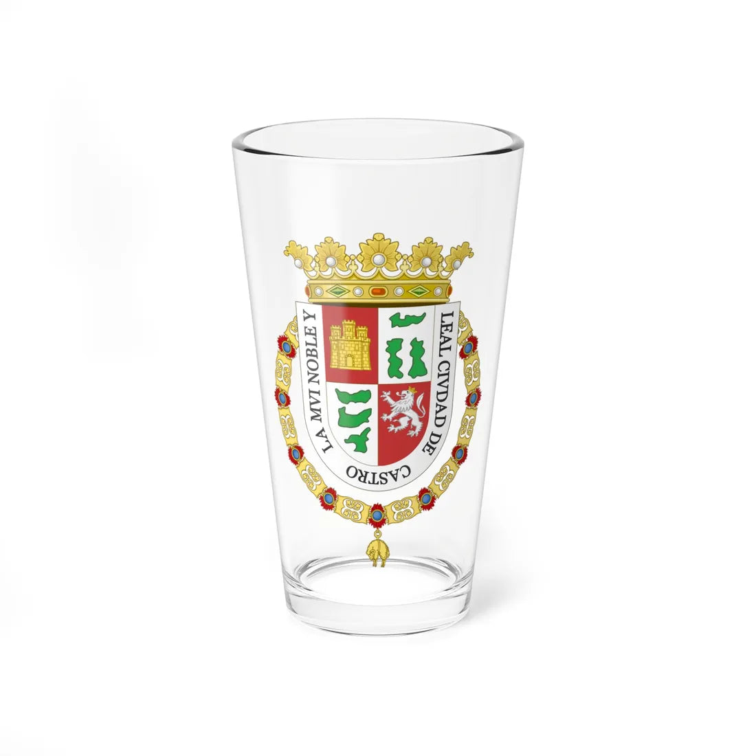 Coat of Arms of Castro Chile (Chile) (Coat of Arms) Pint Glass 16oz 16oz - Go Mug Yourself