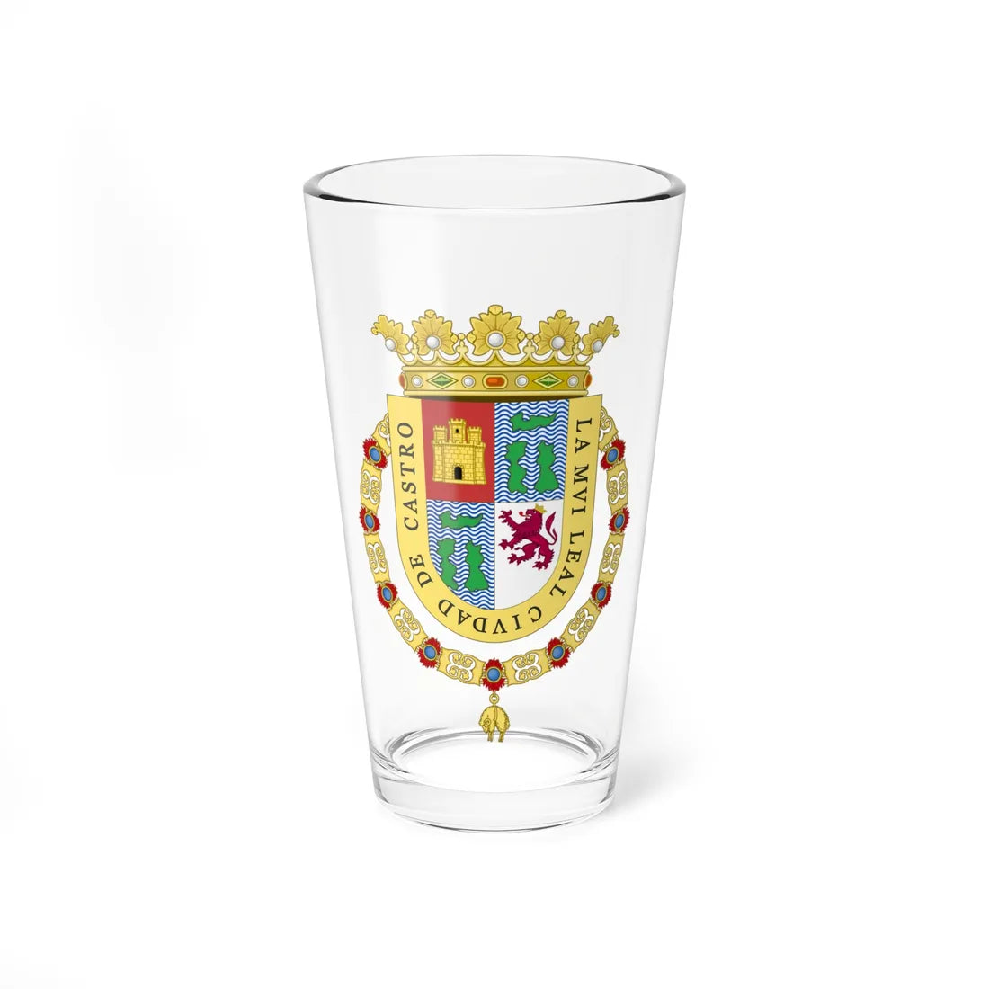 Coat of Arms of Castro Chile corrections of heraldist requests (Chile) (Coat of Arms) Pint Glass 16oz 16oz - Go Mug Yourself