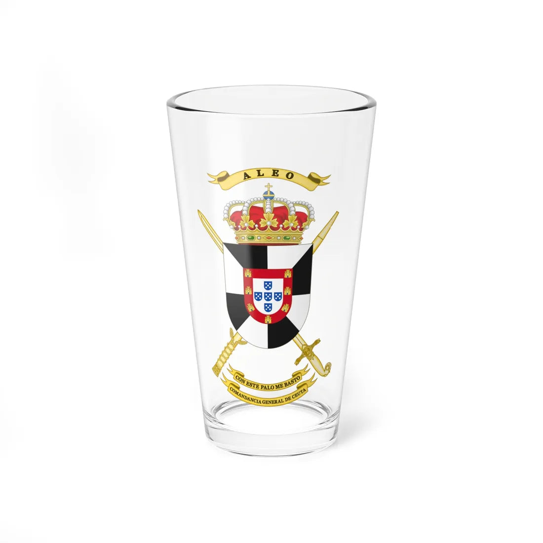 Coat of Arms of Ceuta General Command (Spain) (Coat of Arms) Pint Glass 16oz 16oz - Go Mug Yourself