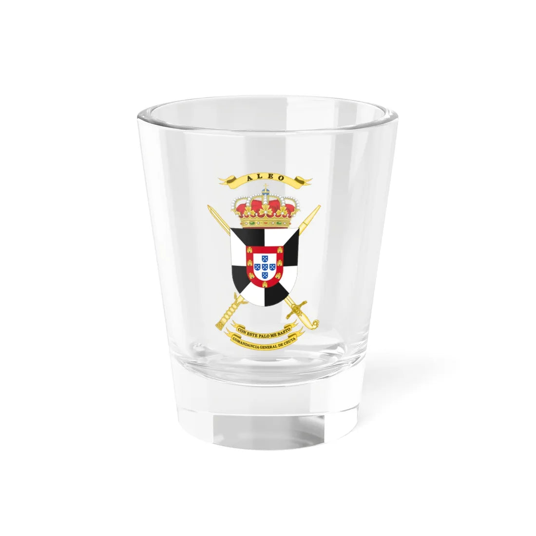 Coat of Arms of Ceuta General Command (Spain) (Coat of Arms) Shot Glass 1.5oz 1.5oz - Go Mug Yourself