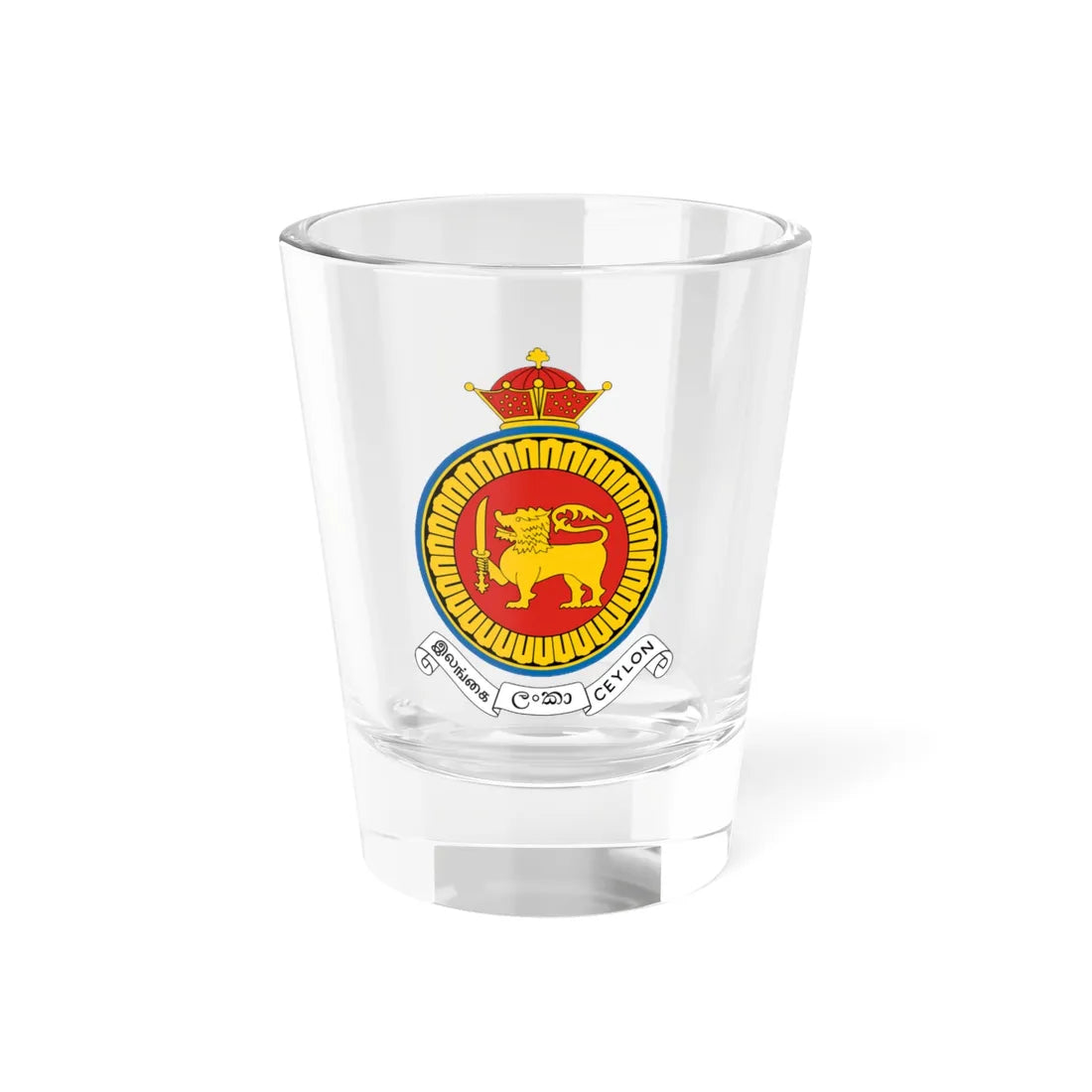 Coat of arms of Ceylon 1952-1972 (Sri Lanka) (Coat of Arms) Shot Glass 1.5oz 1.5oz - Go Mug Yourself