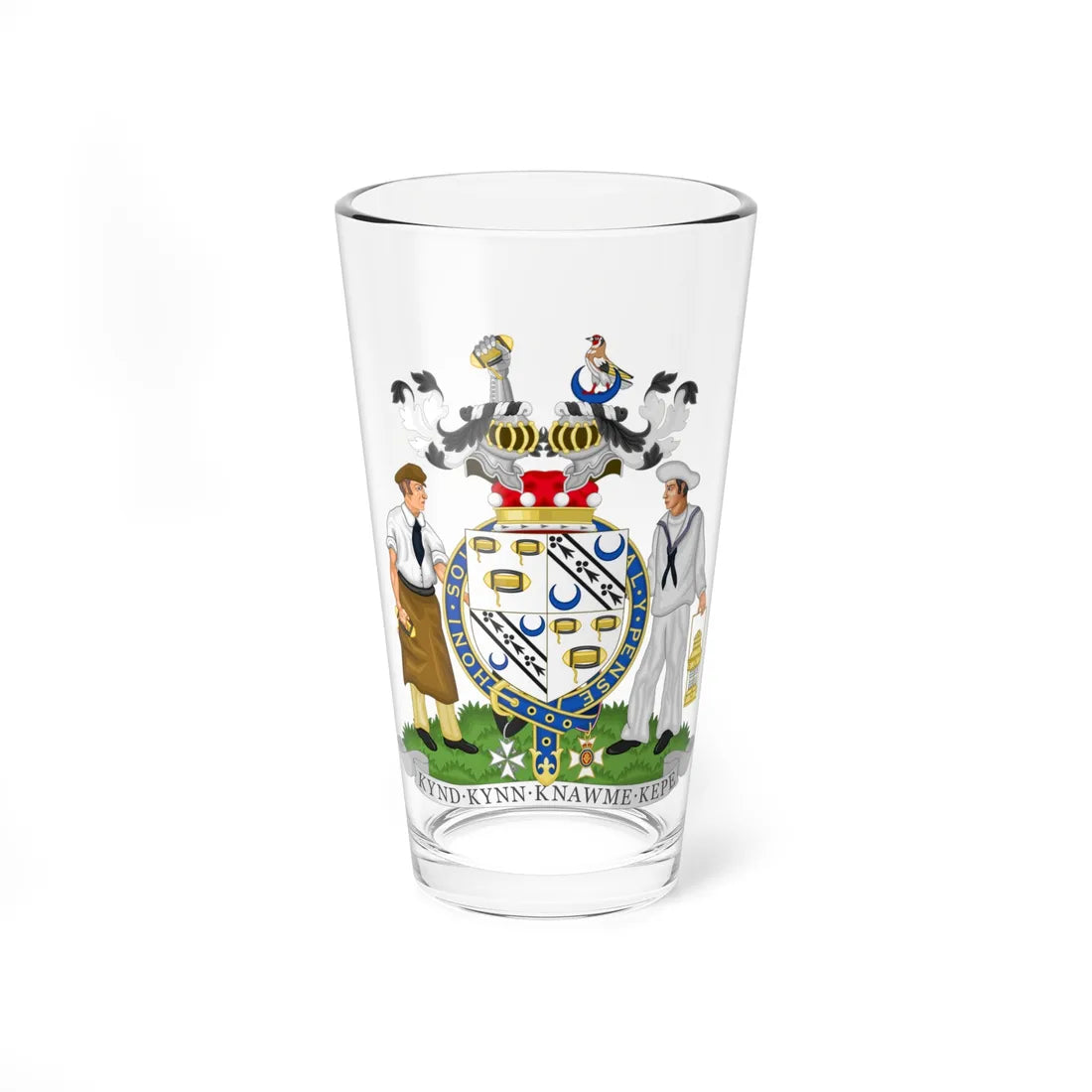 Coat of Arms of Charles Geoffrey Nicholas Baron Shuttleworth (United Kingdom) (Coat of Arms) Pint Glass 16oz 16oz - Go Mug Yourself