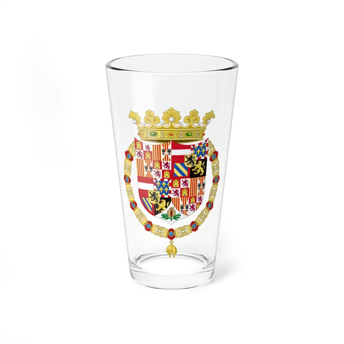 Coat of Arms of Charles I of Spain 1516-1518 (Spain) (Coat of Arms) Pint Glass 16oz 16oz - Go Mug Yourself