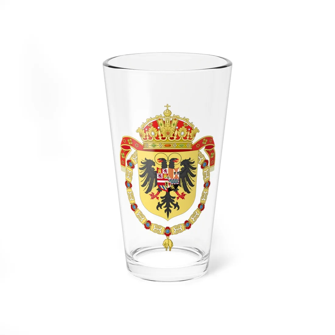 Coat of Arms of Charles I of Spain Charles V as Holy Roman Emperor-Or shield variant 1530-1556 (Spain) (Coat of Arms) Pint Glass 16oz 16oz - Go Mug Yourself