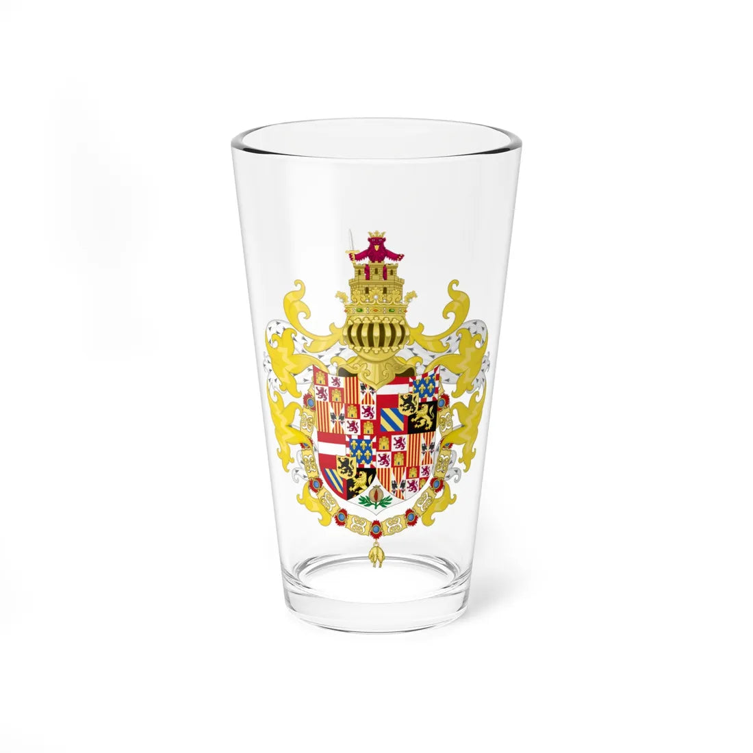 Coat of Arms of Charles I of Spain with Germanic Ornaments 1516-1518 (Spain) (Coat of Arms) Pint Glass 16oz 16oz - Go Mug Yourself