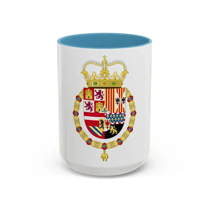 Coat of Arms of Charles II of Spain (1668-1700) - Accent Coffee Mug 15oz Light Blue - Go Mug Yourself