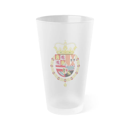 Coat of Arms of Charles II of Spain (1668-1700) - Frosted Pint Glass 16oz-16oz-Frosted-Go Mug Yourself