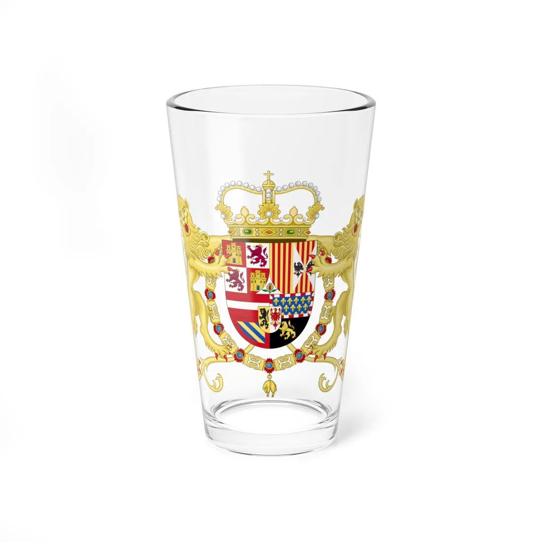 Coat of Arms of Charles II of Spain with Supporters 1668-1700 (Spain) (Coat of Arms) Pint Glass 16oz 16oz - Go Mug Yourself