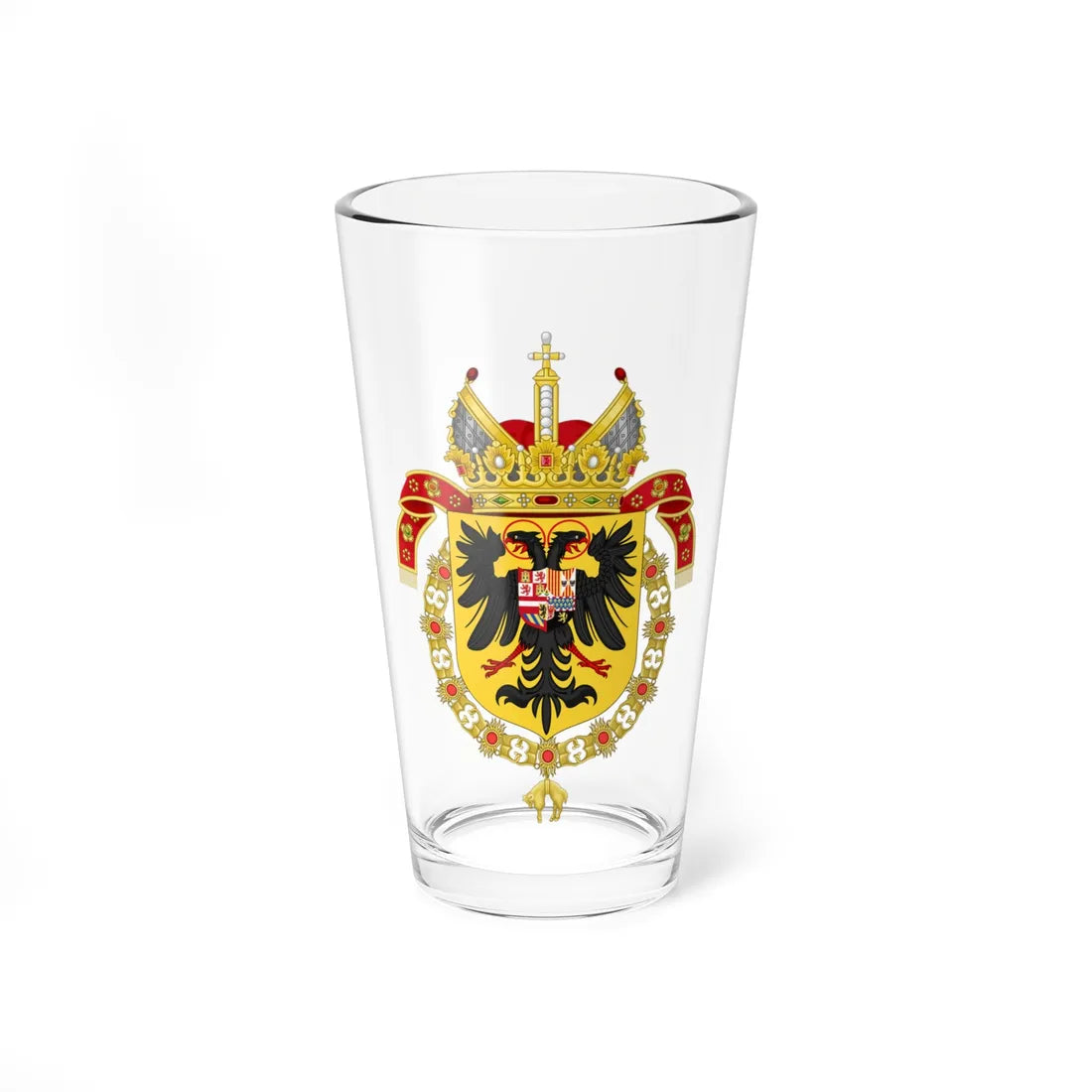 Coat of Arms of Charles V as Holy Roman Emperor Charles I as King of Spain-Or shield variant (Austria) (Coat of Arms) Pint Glass 16oz 16oz - Go Mug Yourself