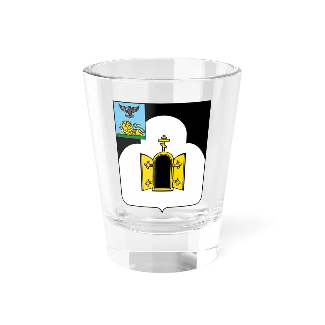 Coat of Arms of Chernyanka rayon (Russia) (Coat of Arms) Shot Glass 1.5oz 1.5oz - Go Mug Yourself