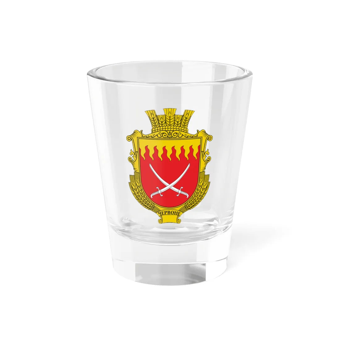 Coat of arms of Chervone Illintsi Hromada (Ukraine) (Coat of Arms) Shot Glass 1.5oz 1.5oz - Go Mug Yourself