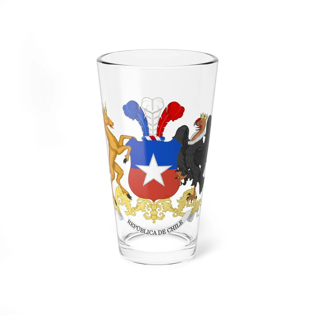 Coat of Arms of Chile 1834-1920 Variant with Scroll (Chile) (Coat of Arms) Pint Glass 16oz 16oz - Go Mug Yourself