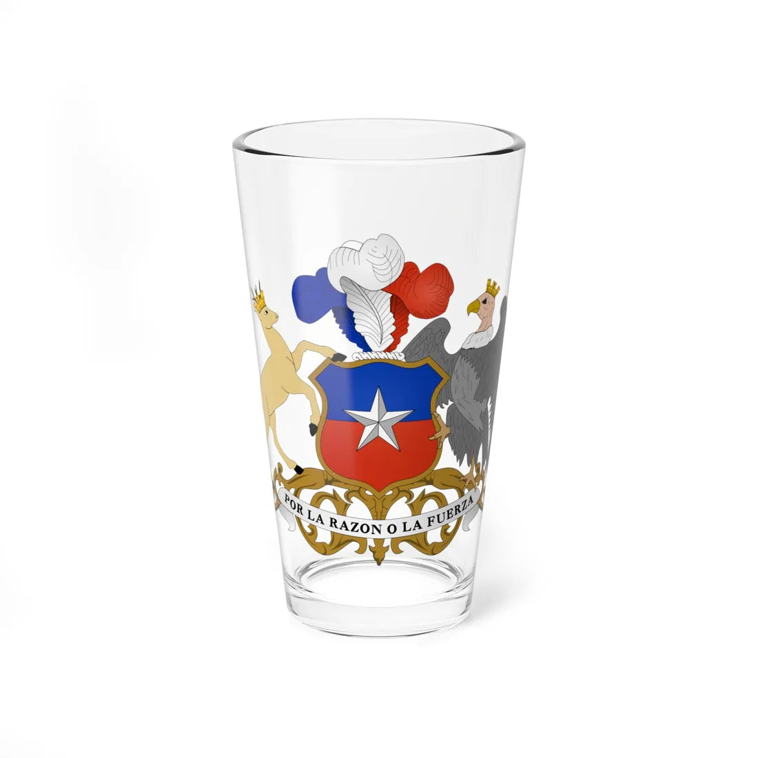 Coat of arms of Chile 3D (Chile) (Coat of Arms) Pint Glass 16oz 16oz - Go Mug Yourself