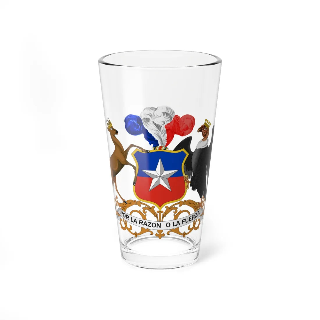 Coat of arms of Chile official model (Chile) (Coat of Arms) Pint Glass 16oz 16oz - Go Mug Yourself