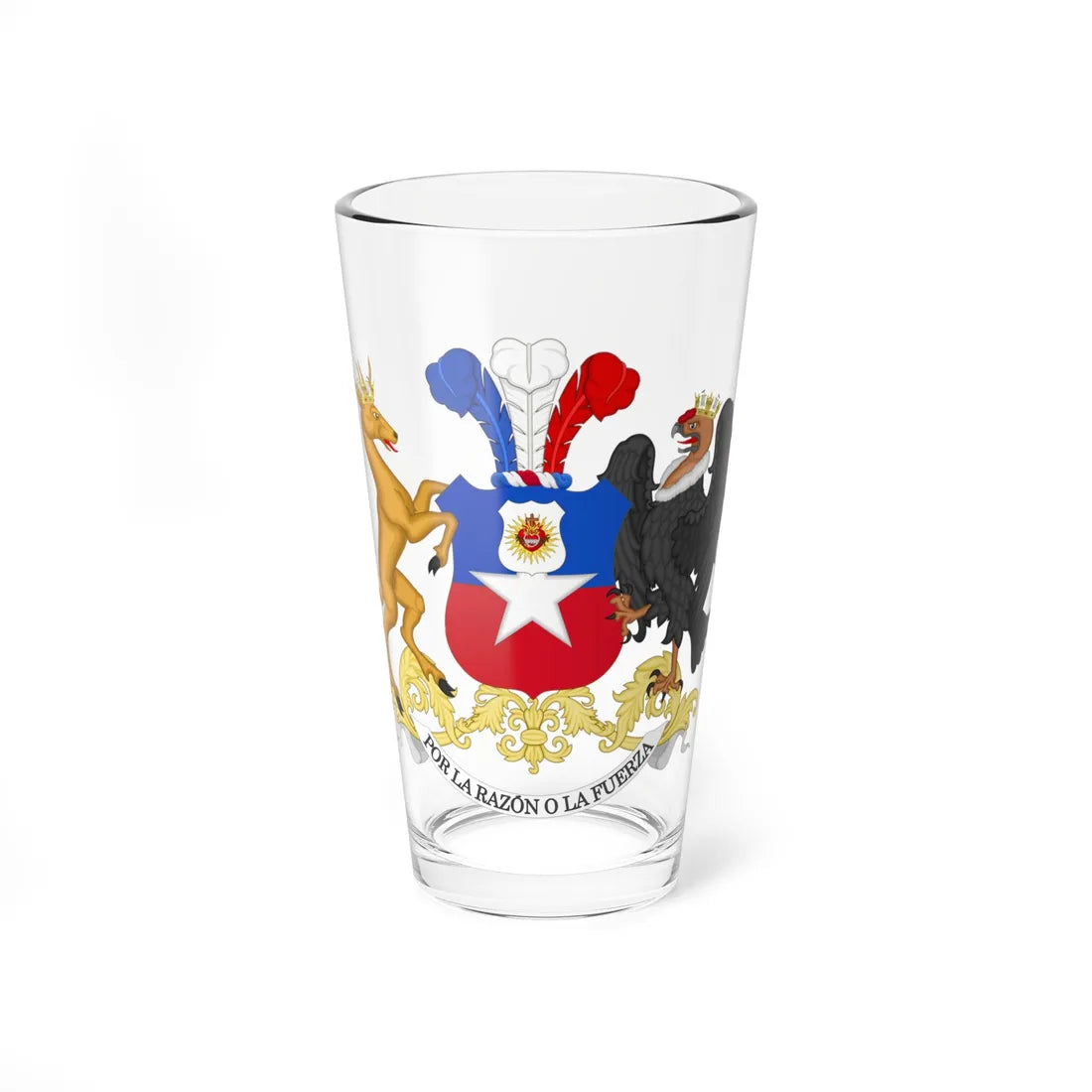 Coat of Arms of Chile Sacred Heart of Jesus and Immaculate Heart of Mary (Chile) (Coat of Arms) Pint Glass 16oz 16oz - Go Mug Yourself