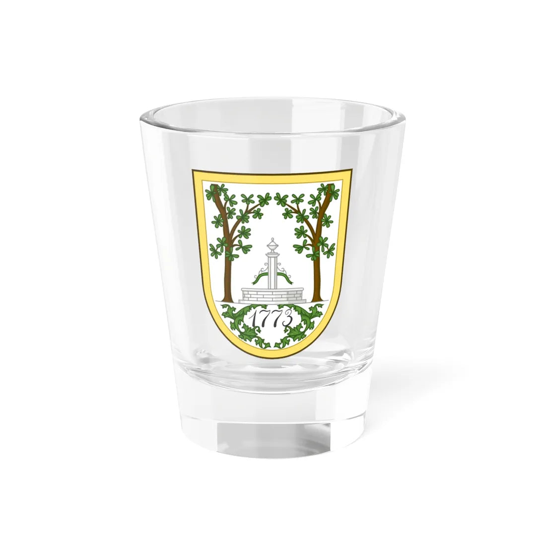 Coat of arms of Christiansfeld (Denmark) (Coat of Arms) Shot Glass 1.5oz 1.5oz - Go Mug Yourself