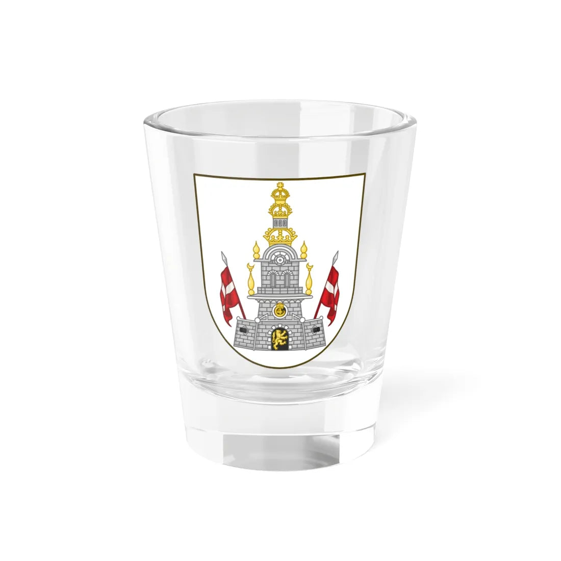 Coat of arms of Christianshavn (Denmark) (Coat of Arms) Shot Glass 1.5oz 1.5oz - Go Mug Yourself