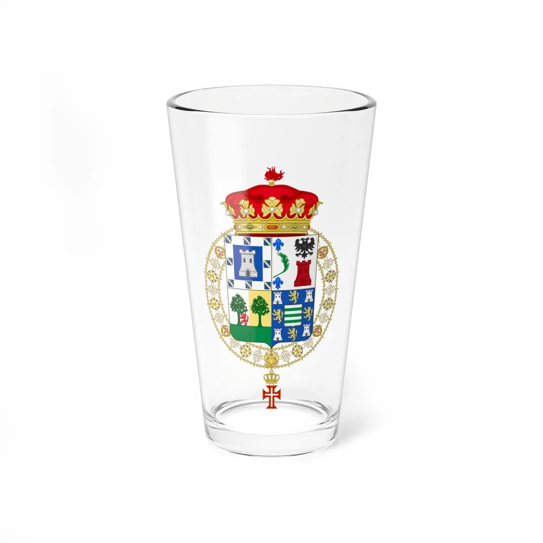 Coat of Arms of Claudio López 2nd Marquess of Comillas Supreme Order of Christ (Spain) (Coat of Arms) Pint Glass 16oz 16oz - Go Mug Yourself