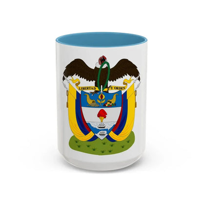 Coat of arms of Colombia (1890) - Accent Coffee Mug 15oz Light Blue - Go Mug Yourself