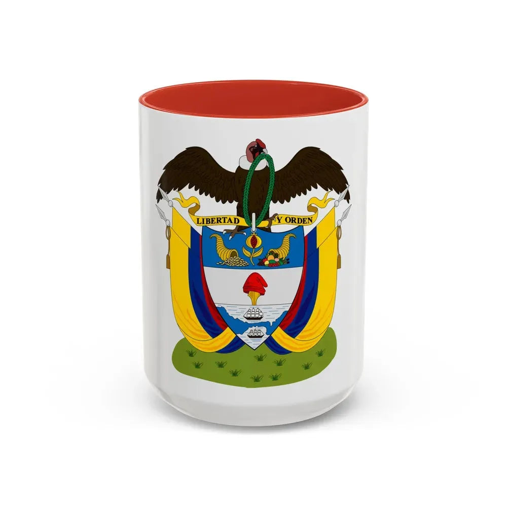 Coat of arms of Colombia (1890) - Accent Coffee Mug 15oz Red - Go Mug Yourself