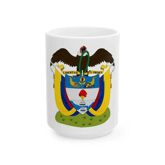 Coat of arms of Colombia (1890) - White Coffee Mug 15oz - Go Mug Yourself