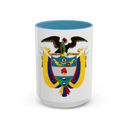 Coat of arms of Colombia 2 - Accent Coffee Mug 15oz Light Blue - Go Mug Yourself