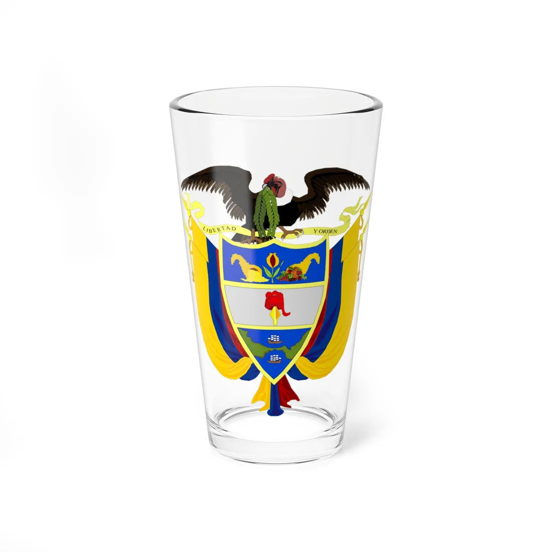 Coat of arms of Colombia 2 (Colombia) (Coat of Arms) Pint Glass 16oz 16oz - Go Mug Yourself