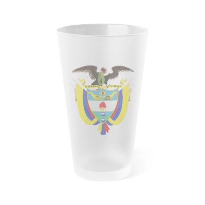 Coat of arms of Colombia 2 - Frosted Pint Glass 16oz-Go Mug Yourself