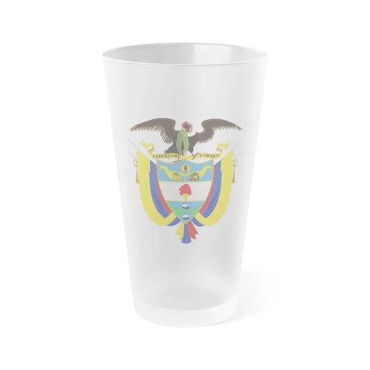 Coat of arms of Colombia 2 - Frosted Pint Glass 16oz-Go Mug Yourself