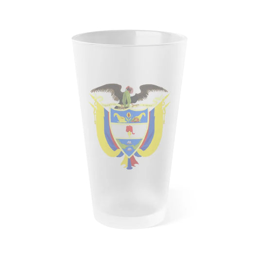 Coat of arms of Colombia 3 - Frosted Pint Glass 16oz-Go Mug Yourself