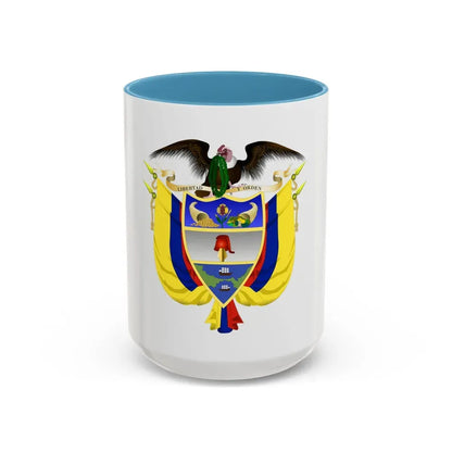 Coat of arms of Colombia 5 - Accent Coffee Mug 15oz Light Blue - Go Mug Yourself