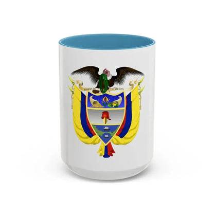 Coat of arms of Colombia 5 - Accent Coffee Mug 15oz Light Blue - Go Mug Yourself