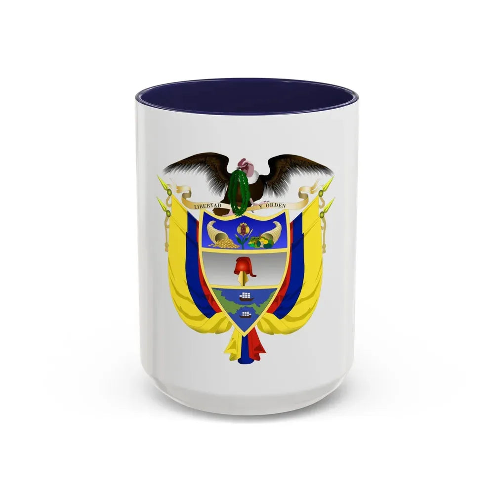 Coat of arms of Colombia 5 - Accent Coffee Mug 15oz Navy - Go Mug Yourself