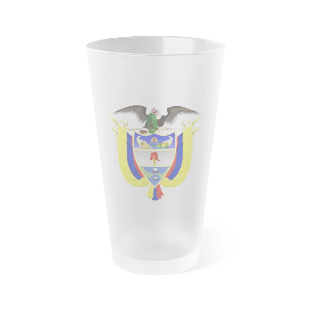 Coat of arms of Colombia 5 - Frosted Pint Glass 16oz-Go Mug Yourself