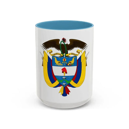 Coat of arms of Colombia - Accent Coffee Mug 15oz Light Blue - Go Mug Yourself