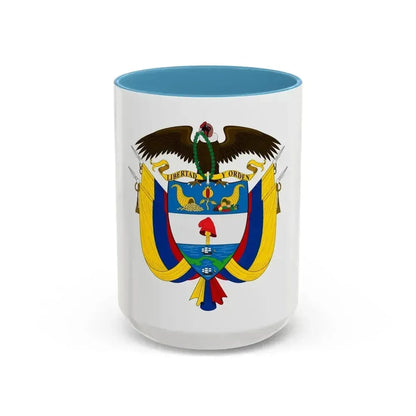 Coat of arms of Colombia - Accent Coffee Mug 15oz Light Blue - Go Mug Yourself