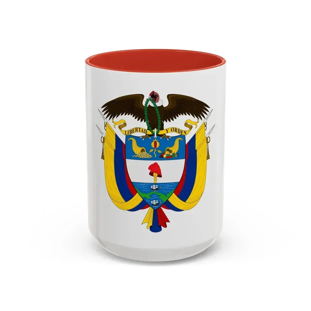 Coat of arms of Colombia - Accent Coffee Mug 15oz Red - Go Mug Yourself
