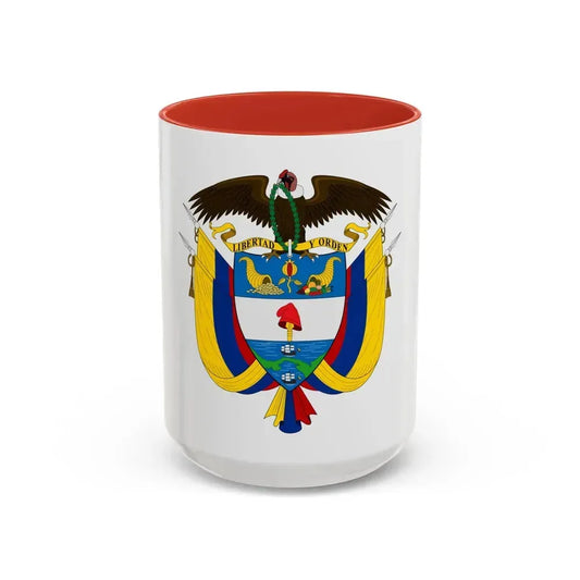 Coat of arms of Colombia - Accent Coffee Mug 15oz Red - Go Mug Yourself