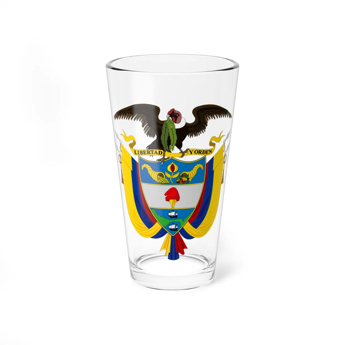 Coat of arms of Colombia Regular use (Colombia) (Coat of Arms) Pint Glass 16oz 16oz - Go Mug Yourself