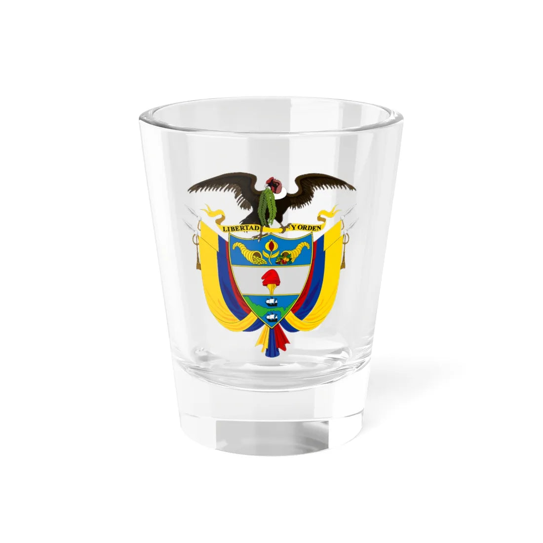 Coat of arms of Colombia Regular use (Colombia) (Coat of Arms) Shot Glass 1.5oz 1.5oz - Go Mug Yourself