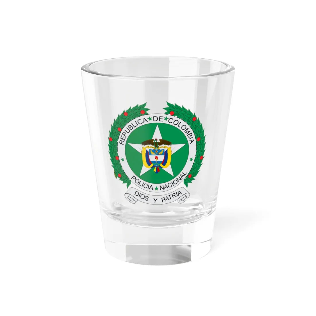 Coat of arms of colombian national police (Colombia) (Coat of Arms) Shot Glass 1.5oz 1.5oz - Go Mug Yourself