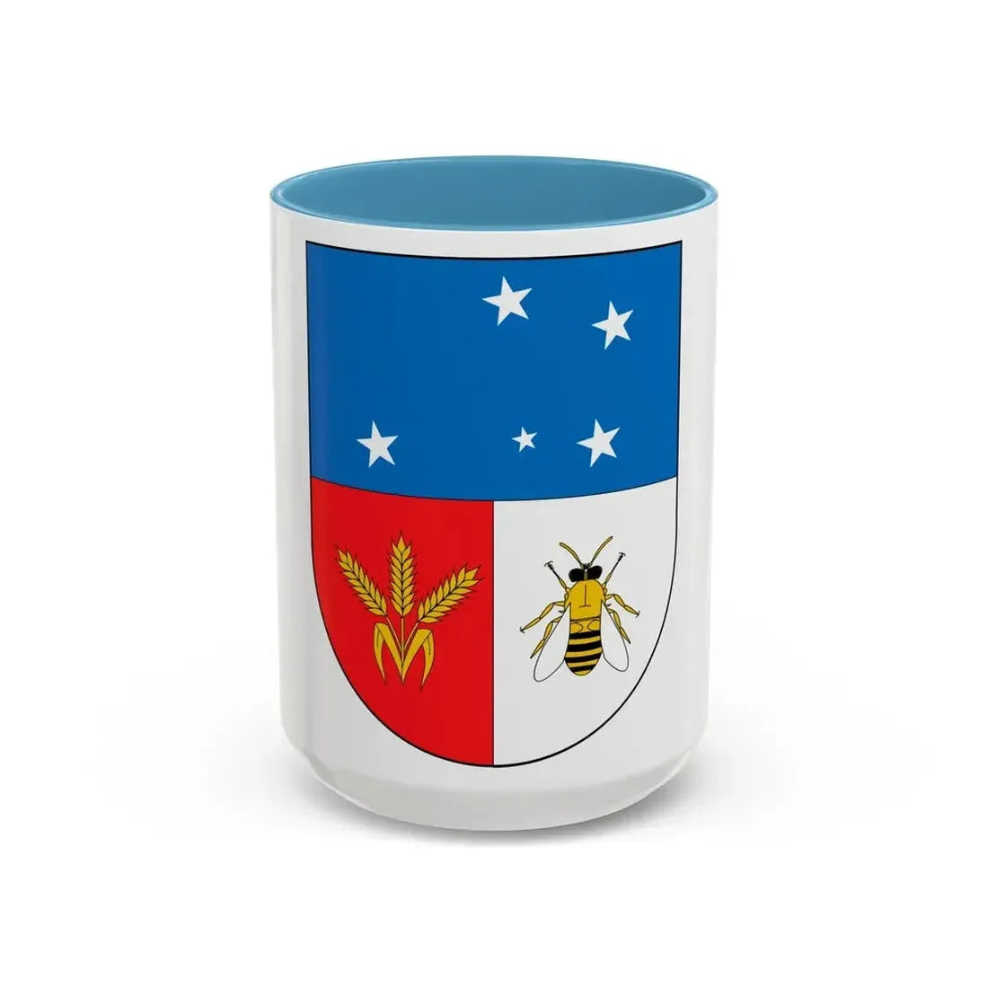 Coat of arms of Colonia Department - Accent Coffee Mug 15oz Light Blue - Go Mug Yourself