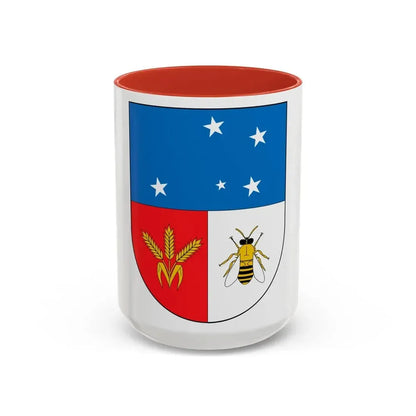 Coat of arms of Colonia Department - Accent Coffee Mug 15oz Red - Go Mug Yourself
