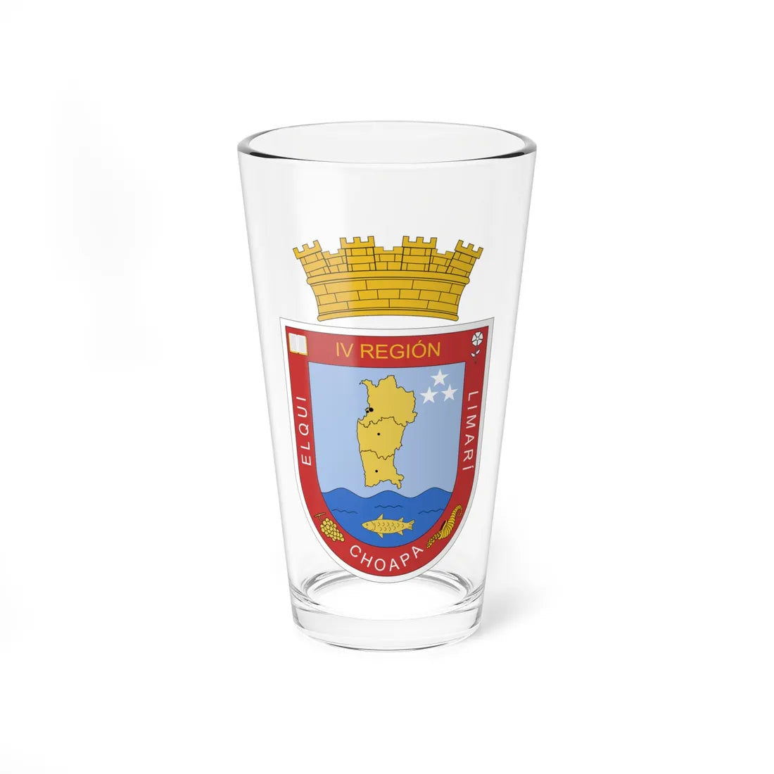 Coat of arms of Coquimbo Region Chile (Chile) (Coat of Arms) Pint Glass 16oz 16oz - Go Mug Yourself