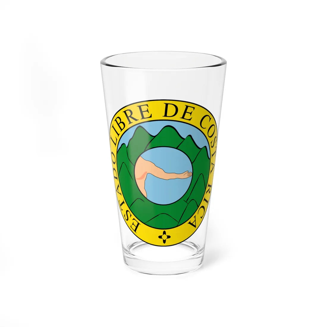 Coat of arms of Costa Rica 1824-1840 and 1842-1848 (Costa Rica) (Coat of Arms) Pint Glass 16oz 16oz - Go Mug Yourself