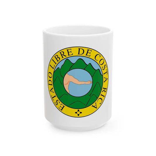 Coat of arms of Costa Rica (1824-1840 and 1842-1848) - White Coffee Mug-15oz-Go Mug Yourself