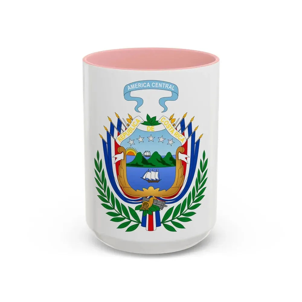 Coat of arms of Costa Rica (1848-1906) - Accent Coffee Mug 15oz Pink - Go Mug Yourself